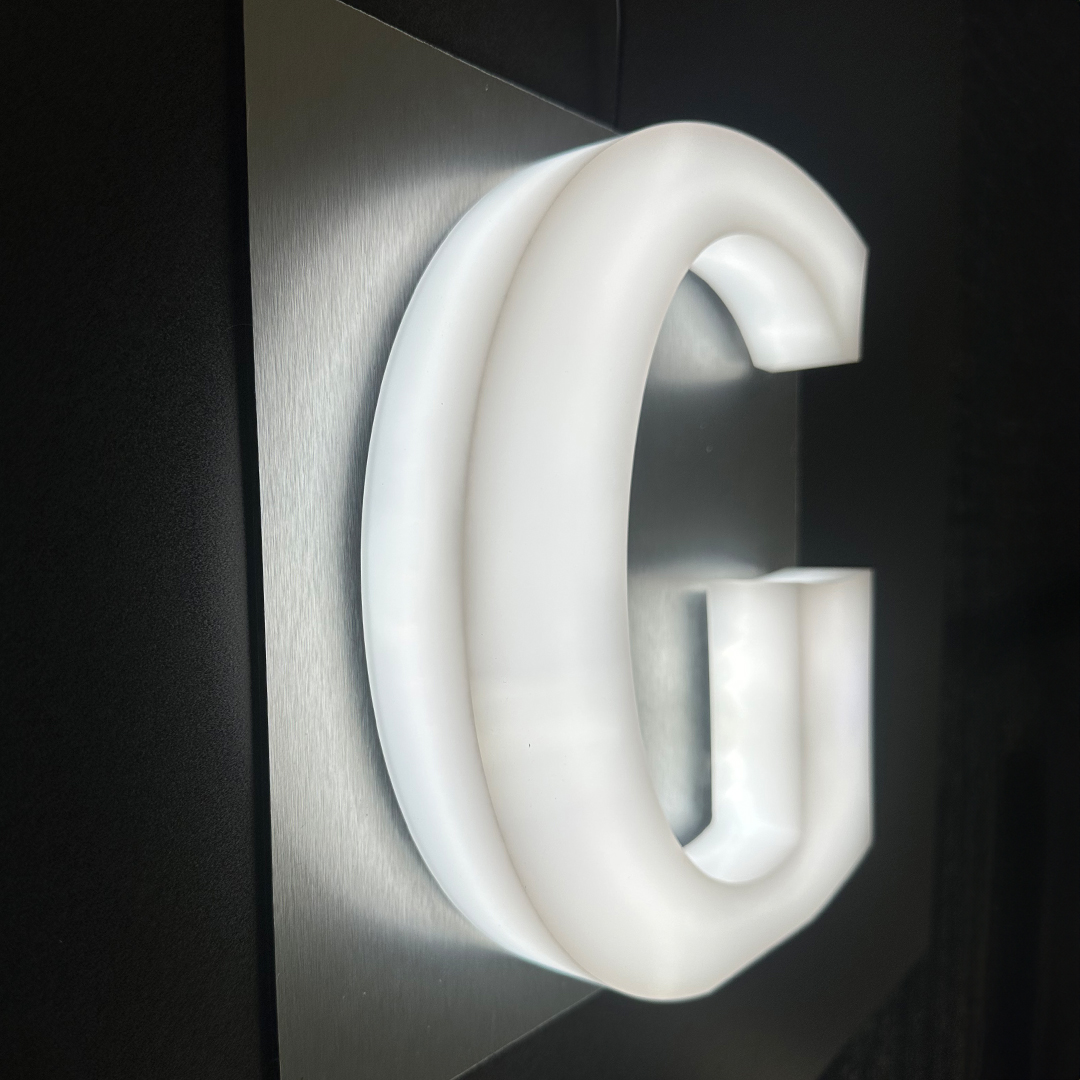 LED Letters for custom signage LED full lit letter for custom signs on brushed silver aluminum metal
