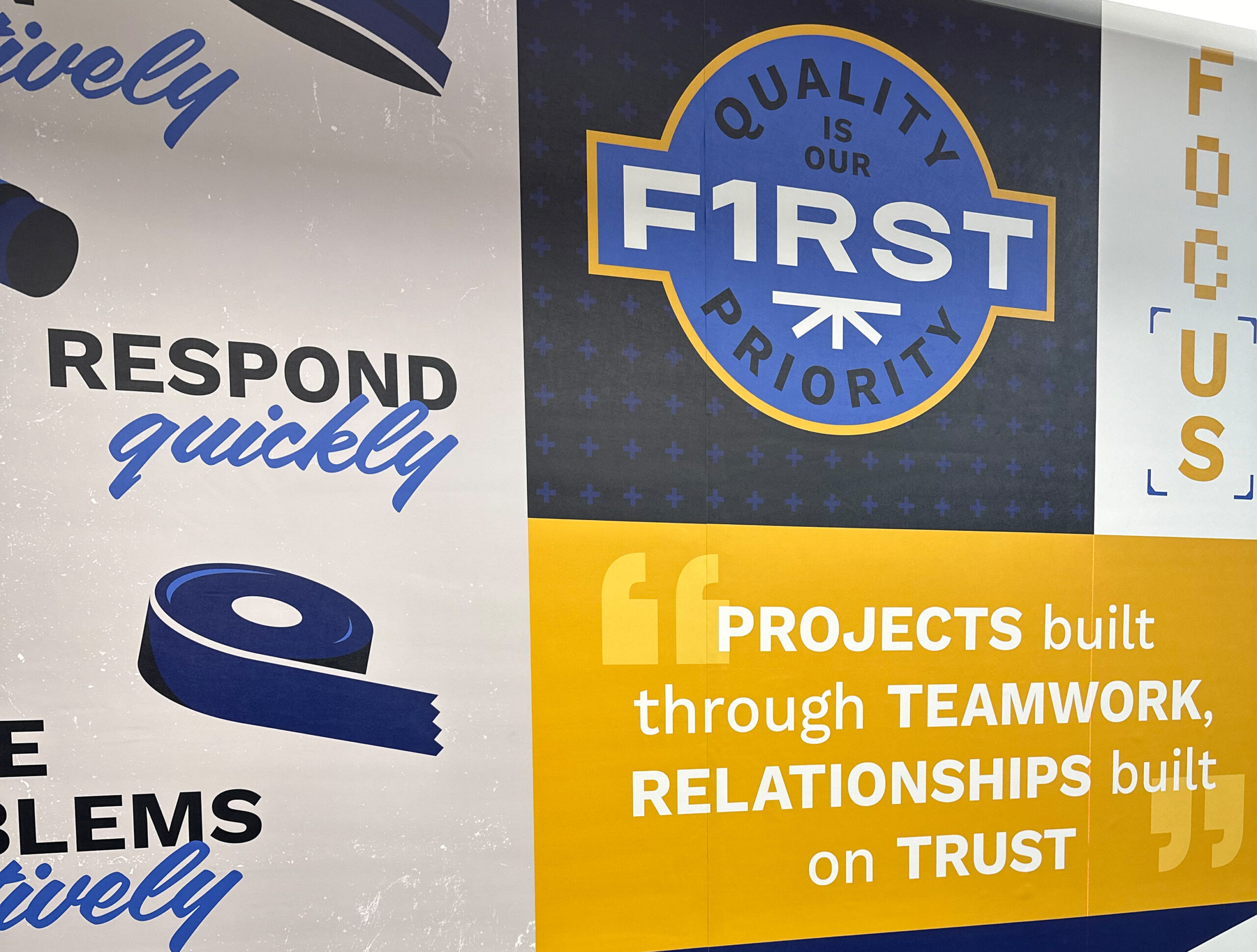 Custom wallpaper for motivation office decor Custom wall prints of motivational quotes and core values statements for office decor