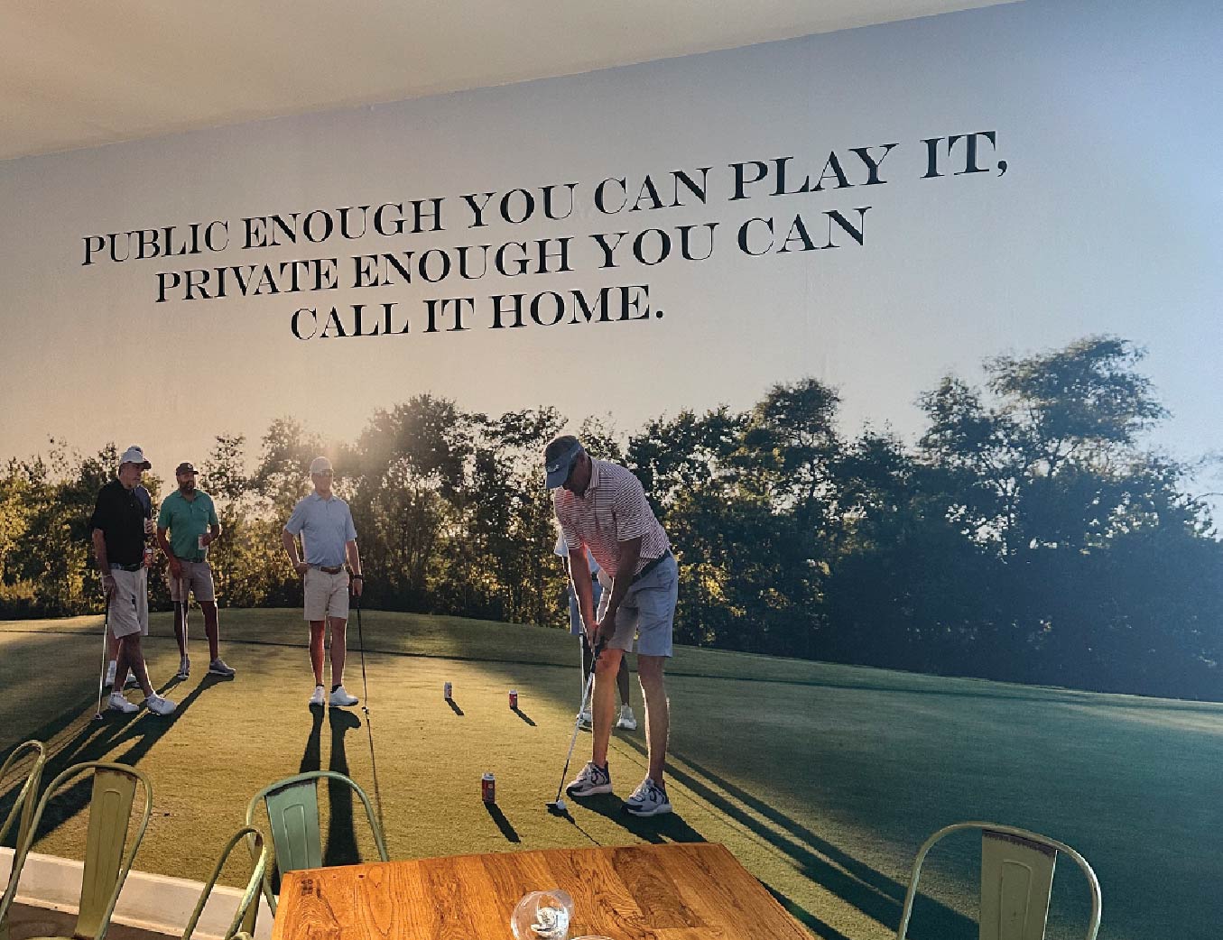 custom printed wallpaper Custom printed wallpaper with quote for golf club lounge