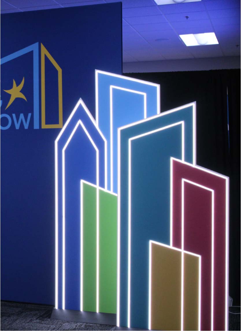 Custom design LED sign for corporate event display Custom shape LED sign for event backdrop